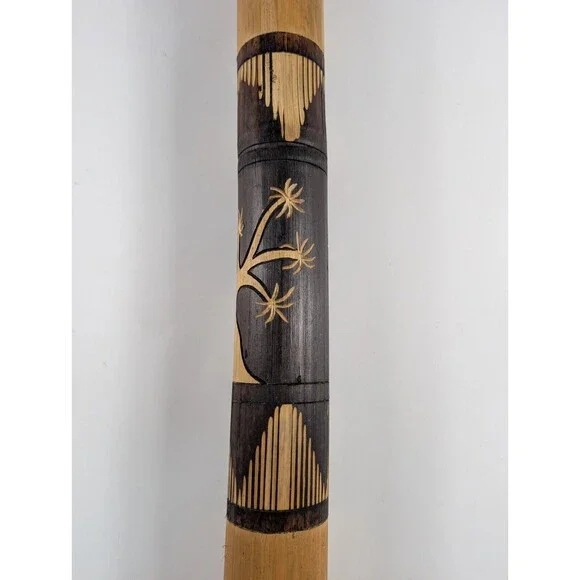 Traditional Rain Shaker Stick 24" Handcarved Bamboo Tree of Life Wooden - Picture 2 of 6